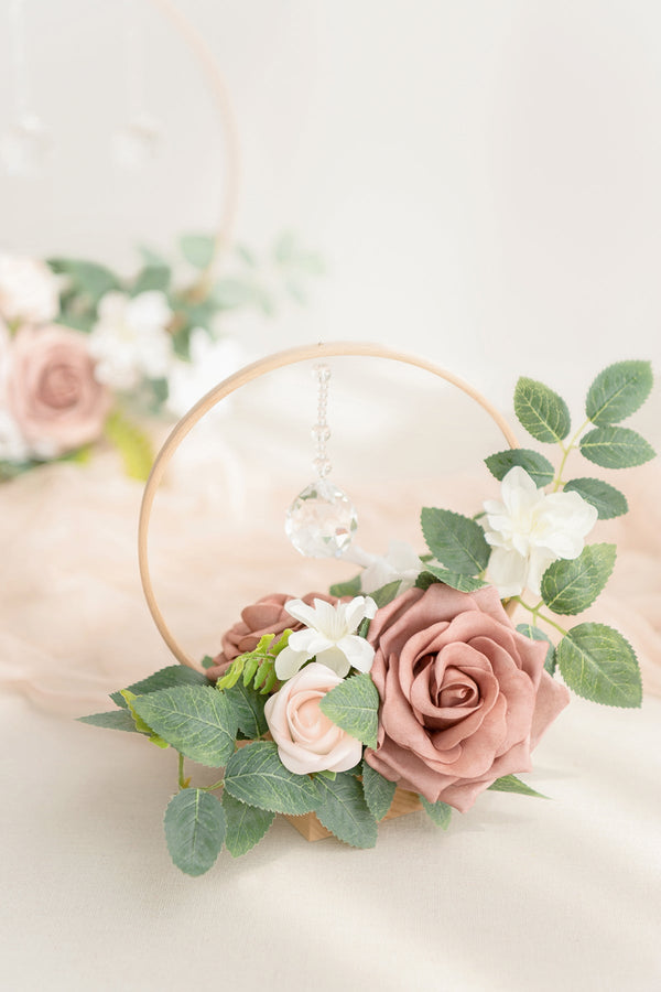 Wreath Hoop Centerpiece Set - Dusty Rose  Cream