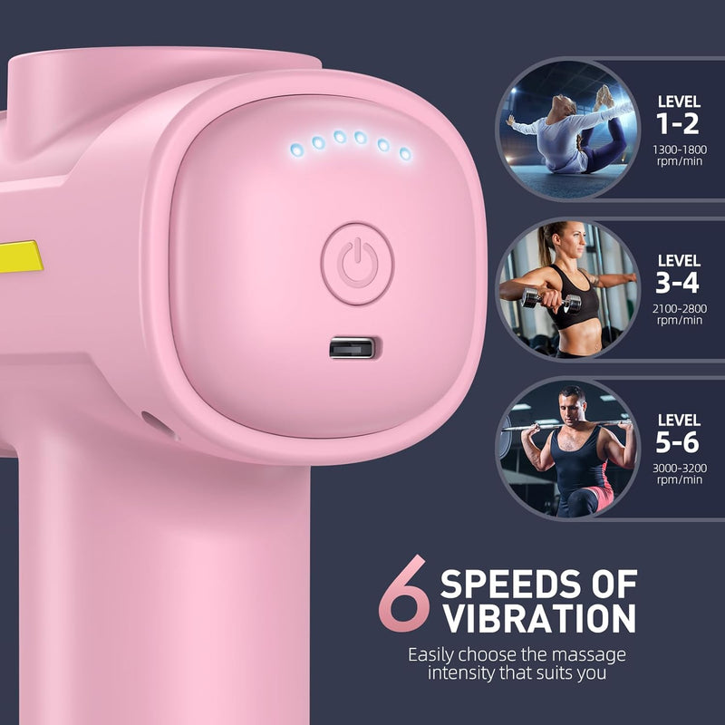 SORUDEL Massage Gun for Back Neck Muscle Relieve Massage Gun Deep Tissue for Back Neck Muscle (Pink)