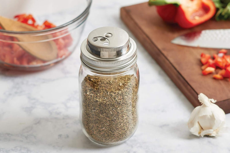 Jarware Stainless Steel Spice Shaker, Regular Mouth Mason Jar Spice Lid