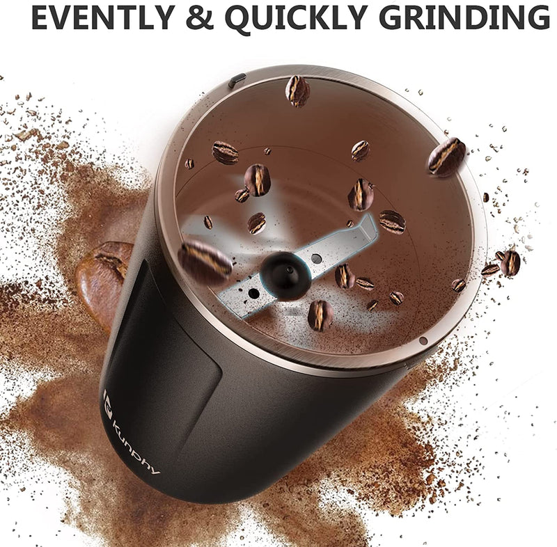 Coffee Grinder, Electric Coffee Grinder, Spice Grinder Electric, One-Touch Operation Coffee Bean Grinder for Herbs Spices and More, with Cleaner Brush and 304 Stainless Steel Blade