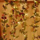 20LED Artificial Rose Flower Garland with Lights, Battery Operated 7.2Ft Rose Vine Fairy String Lights with 42Pcs Flowers for Valentine'S Day, Wedding Bedroom Party Wreath Decor Floral Design