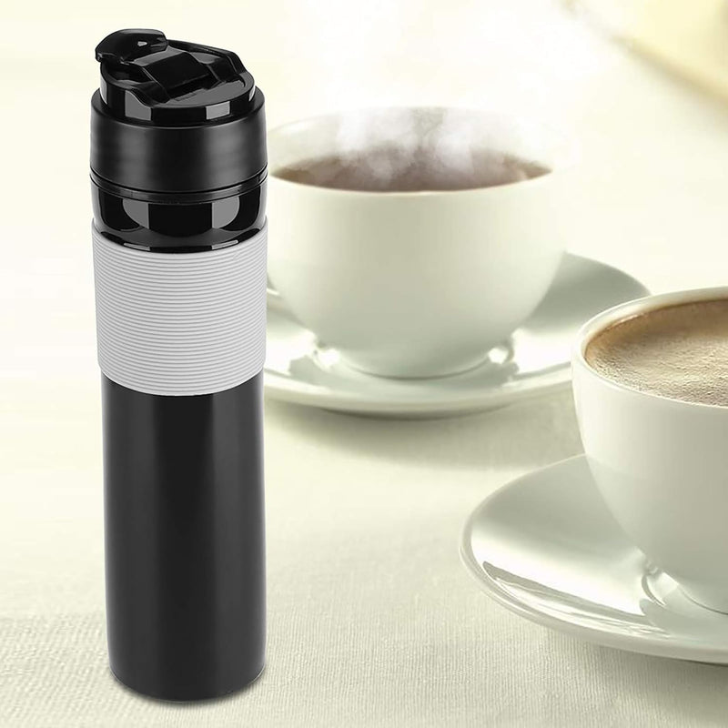 French Press Travel 350ml/12oz Portable Coffee Press Mug Tea and Coffee Maker Bottle Coffee Brewer Travel Tumbler Water Cup(Black)