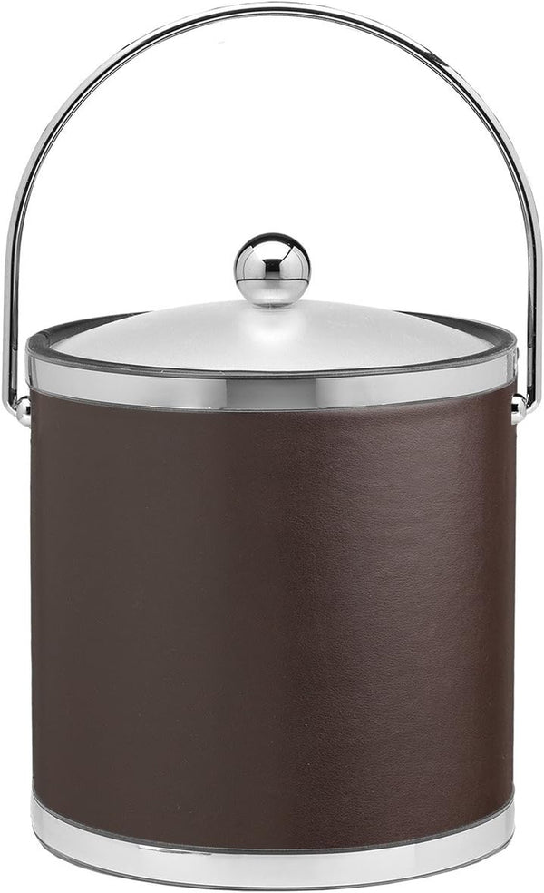 Kraftware Sophisticates Leatherette Ice Bucket, 3 Quart, Brown