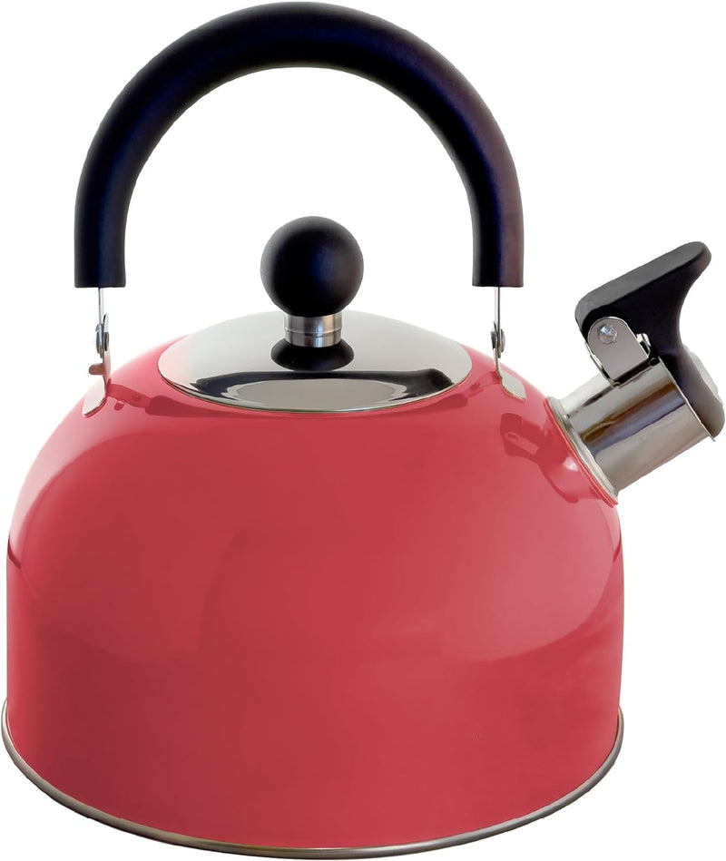 Lily's Home 2 Quart Stainless Steel Whistling Tea Kettle, the Perfect Stovetop Tea and Water Boilers for Your Home, Dorm, Condo or Apartment. (Blue)