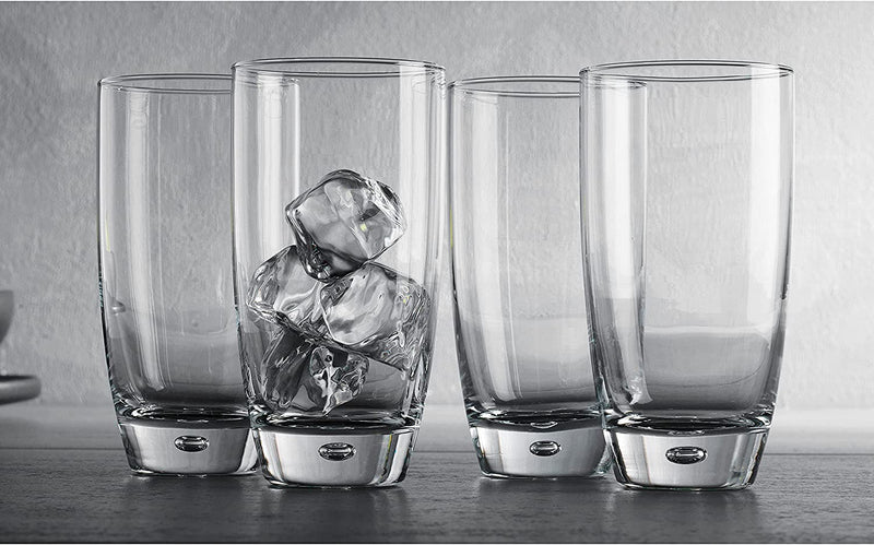 Glaver's Highball Glasses Set Of 4, 16 Oz. Drinking Glasses, Unique Water Glass Cups For Juice, Cocktails, Soda, Heavy Bottom Tumbler Glass