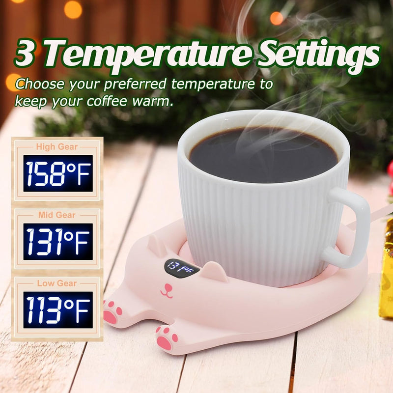 PUSEE Mug Warmer,Coffee Warmer for Desk Candle Warmer Auto Shut Off,Coffee Cup Warmer with 3 Temp Settings,Electric Beverage Warmer Plate for Coffee,Tea,Water Milk and Cocoa(Not Include Cup)