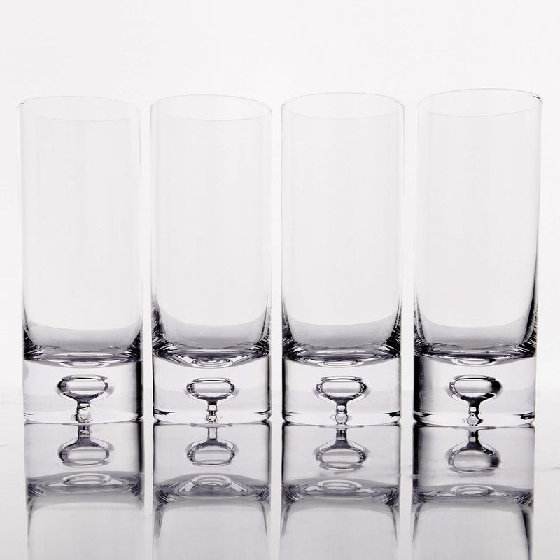 LEMONSODA Crystal Bubble Base Collins Glass Highball Tumbler - Set of 4-12OZ - Heavy Weighted Bottom - Unique Design Great for Water, Juice, Beer, Cocktails, and More