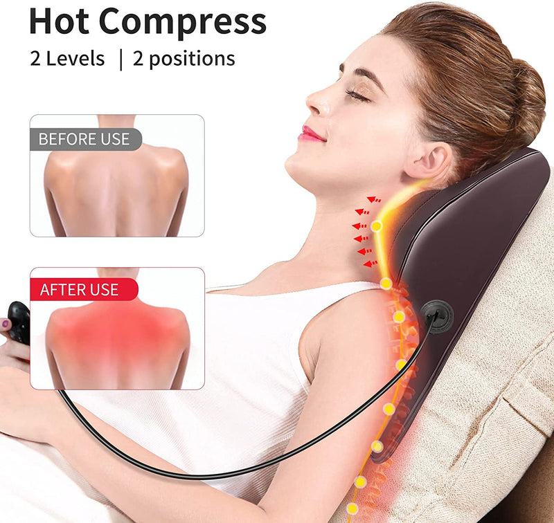 Back Massager Neck Massager with Heat, Shiatsu Massage Pillow for Pain Relief, Massagers for Neck and Back, Shoulder, Leg, Christmas Gifts for Men Women Mom Dad