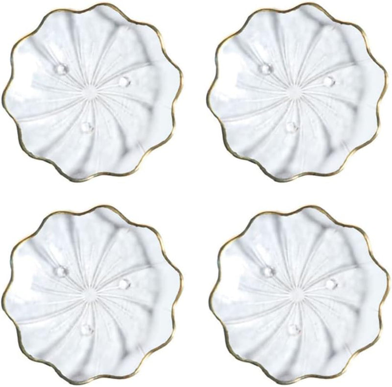 WAIT FLY Clear Glass Tea Cup Coasters Tea Bag Holders Dessert Caddy Plates Saucer Set-D-6 PCS