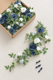 2ft Flower Garlands in Dusty Blue & Navy