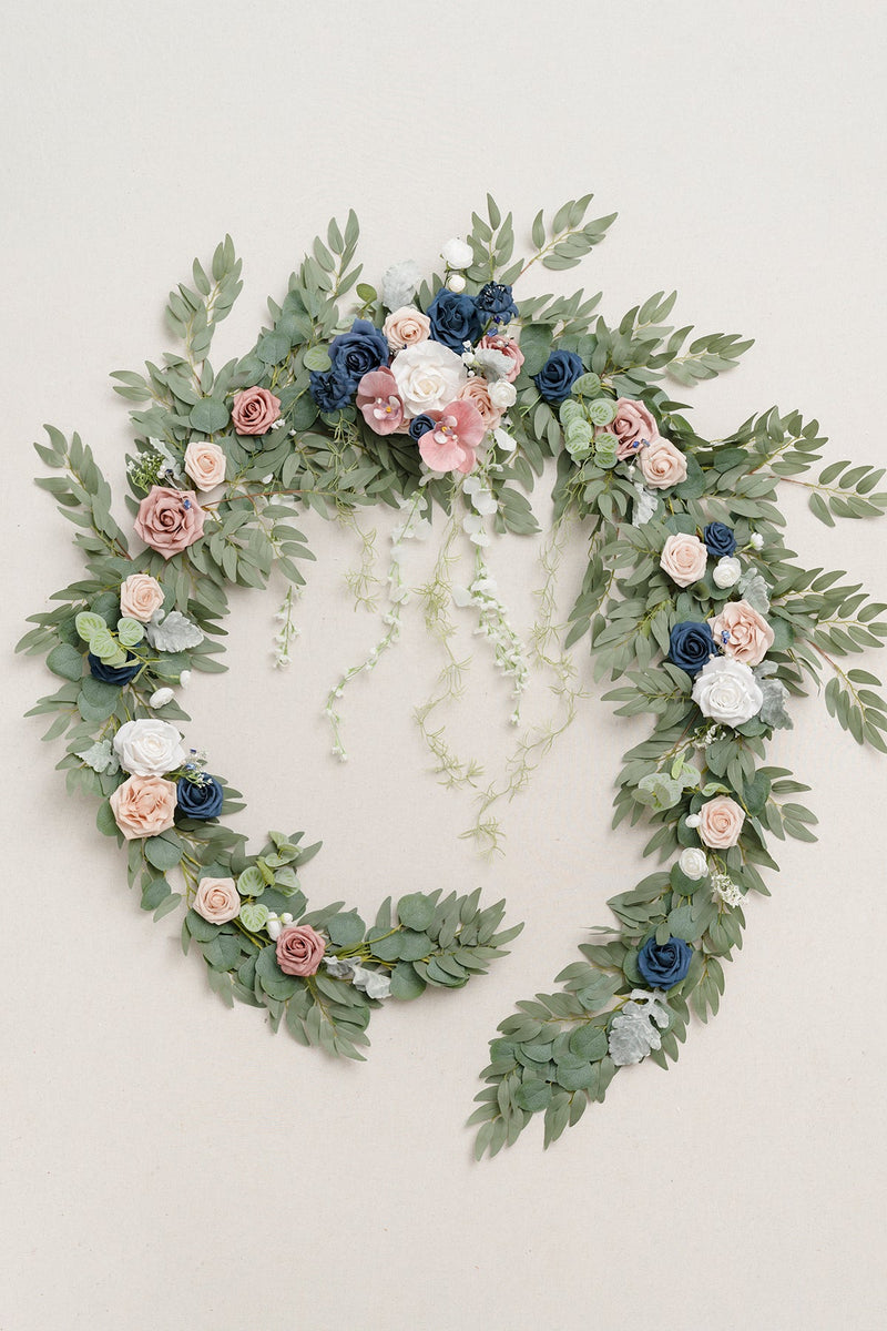 Dusty Rose  Navy 9ft Floral Head Table Garland