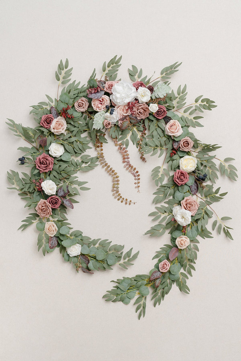 9ft Head Table Flower Garland in Dusty Rose  Mauve