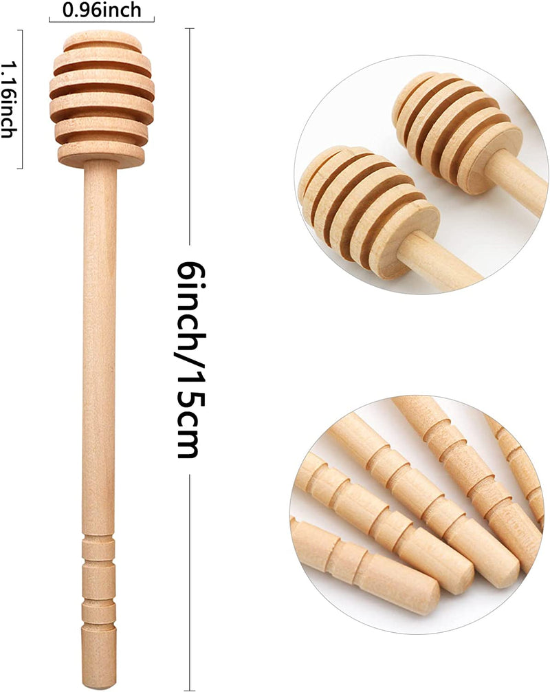 BLUE TOP 20PCS Wooden Honey Dipper Stick 6 Inch Individually Wrapped Honey Stirrer Stick,Honeycomb Sticks,Honey Wand for Honey Jar Dispense Drizzle Honey and Wedding Party Favors Gift.