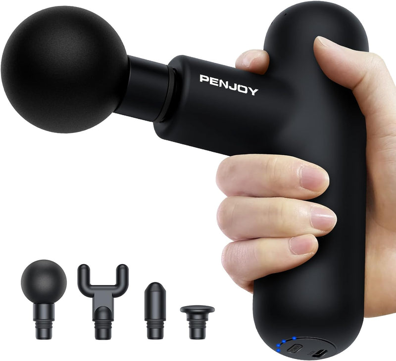 PENJOY Mini Massage Gun - Portable, Powerful Deep Tissue Massager for Neck, Back, Arm, Leg - On The Go, Travel Mini-Size Percussion Massager for Muscle Relaxation and Recovery (Black)