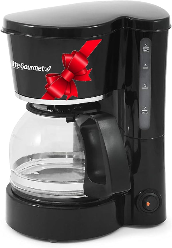Elite Gourmet EHC-5055 Automatic Brew & Drip Coffee Maker with Pause N Serve Reusable Filter, On/Off Switch, Water Level Indicator, Black