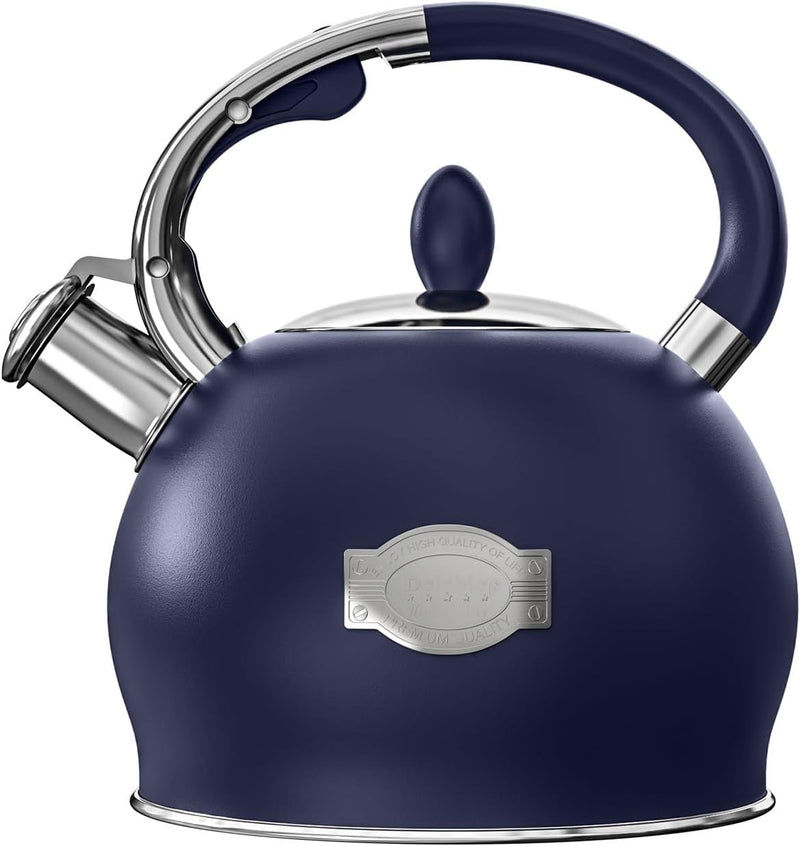 DclobTop Stove Top Whistling Tea Kettle 2.5 Quart Classic Teapot Mirror Polished Culinary Grade Stainless Steel Teapot for Stovetop