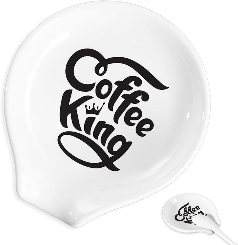 Coffee Spoon Rest and Spoon,Funny Coffee Quote Ceramic Coffee Spoon Holder-Station Decor Coffee Bar Accessories-Gifts for Coffee Lovers (Good Days)