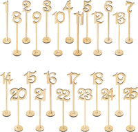 Wooden Table Numbers 13.5" Tall (1 to 25) Natural Color - for Rustic Weddings Receptions, Banquets, Cafés, Restaurants, Hotels, Parties - Commercial Grade Extra Thick