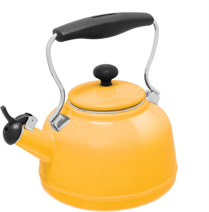 Chantal Tea Kettle, 1.7 QT, Vintage Series, Premium Enamel on Carbon Steel, Whistling, Even Heating & Quick Boil (Chili Red)