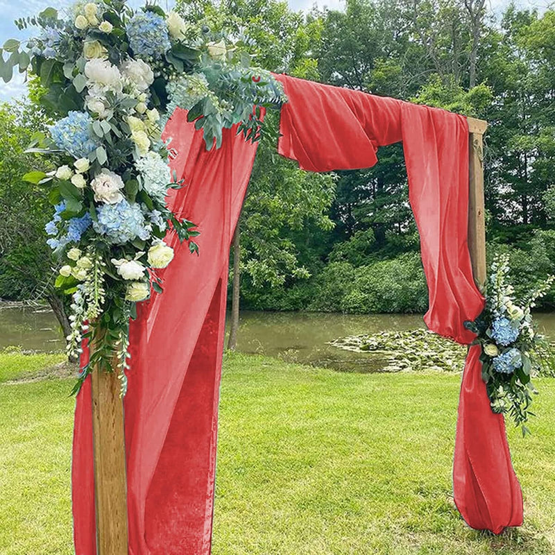 Wedding Arch Draping Fabric - Coral Chiffon Sheer Curtains - 2 Panels 28x20ft - Reception Decorations