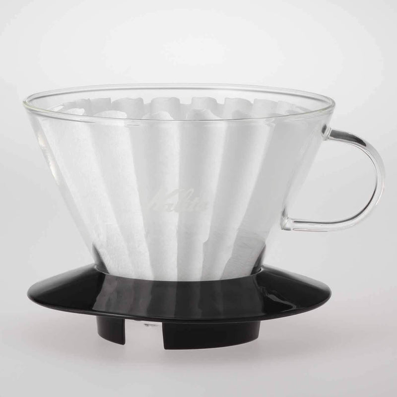 Kalita Wave Pour Over Coffee Dripper, Size 185​, Makes 16-26oz, Single Cup Maker, Heat-Resistant Glass, Patented & Portable,black