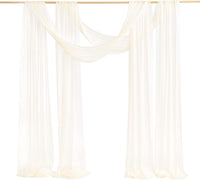 32Ft Extra Long Wedding Arch Backdrop Decorations 2 Panels Arch Drapping Fabric Wrinkle-Free - Ivory