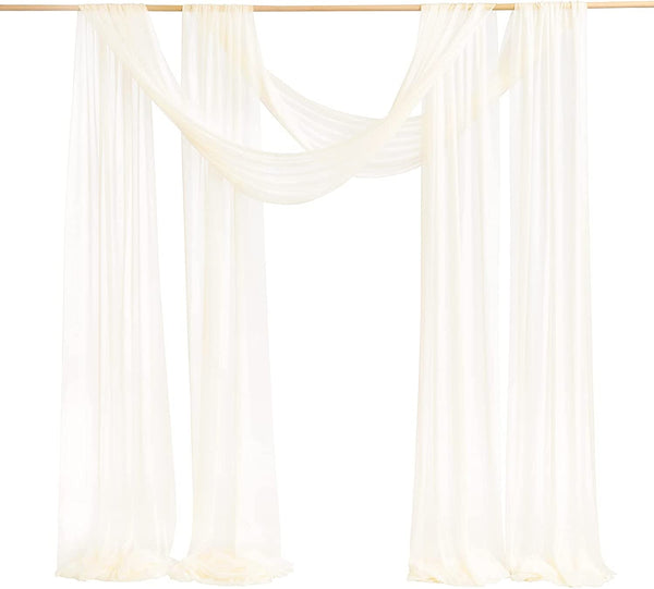 32Ft Extra Long Ivory Wedding Arch Backdrop with Wrinkle-Free Drapping Fabric - 2 Panels