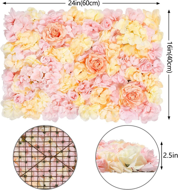 Silk Flower Backdrop Panels - 2 Pack 16x24 Champagne Pink Wedding Party Home Decor