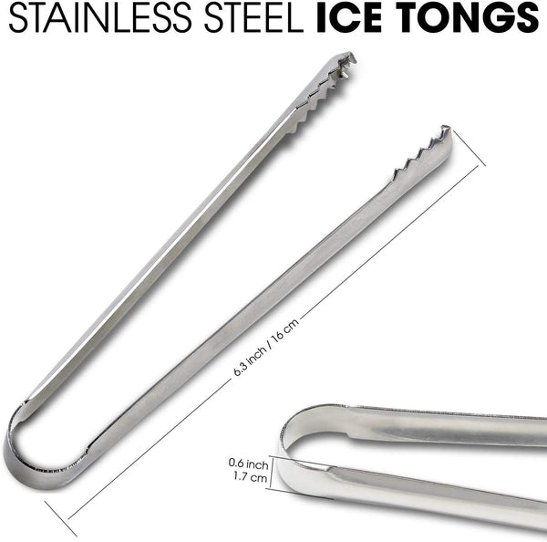 DUGATO Ice tongs, 2pcs Small Tongs 6.3 inch Stainless Steel with Sharp Teeth Make Grabbing Ice Easy, for Ice Bucket Ice Sugar Cubes Coffee Bar Food Serving