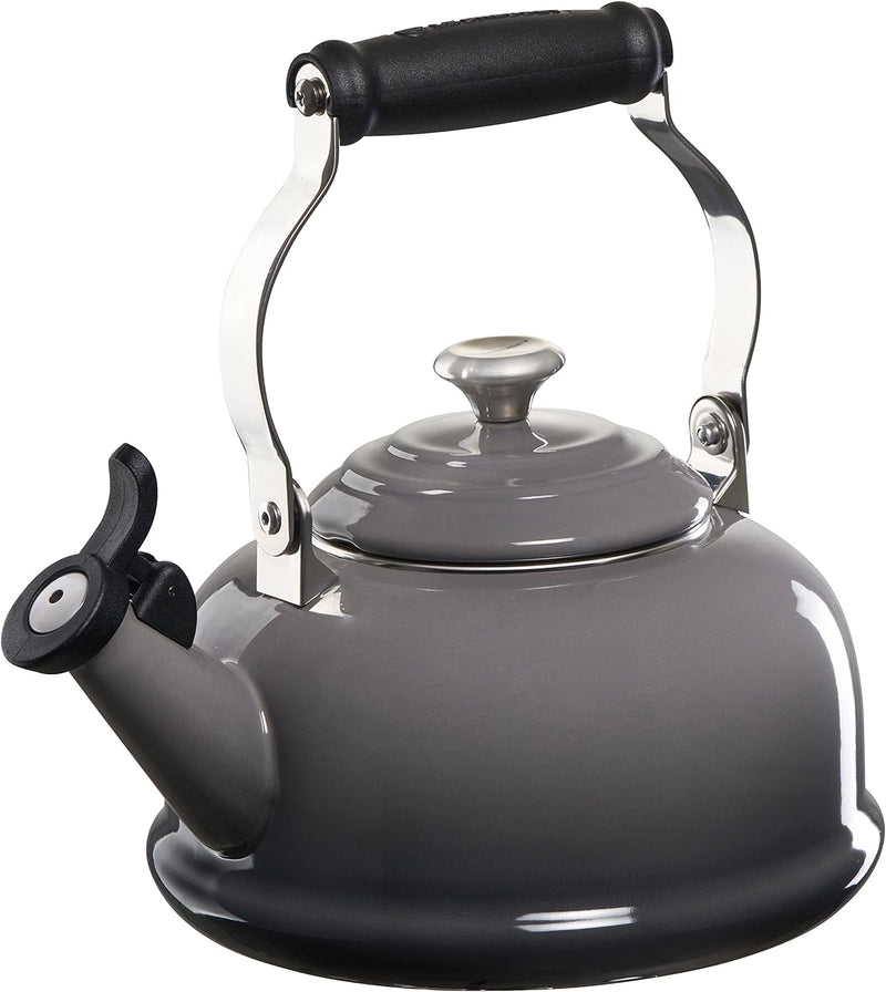 Le Creuset Enamel On Steel Whistling Tea Kettle with Metal Finishes, 1.7 qt., Cerise