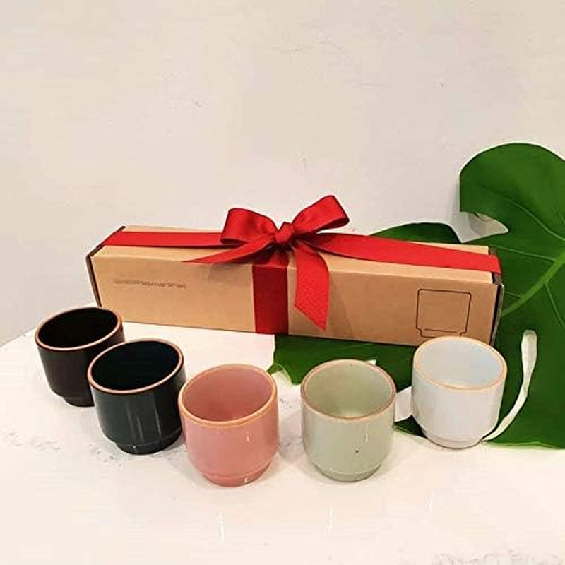 Shot Glass Set for Sake n Soju, 5 Piece Handcrafted Ceramic Pottery Porcelain Sake Cups ,Traditional Korean Hand Painted Cordial Glasses. Ideal for Coffee Espresso, Tea, Parties, Housewarming