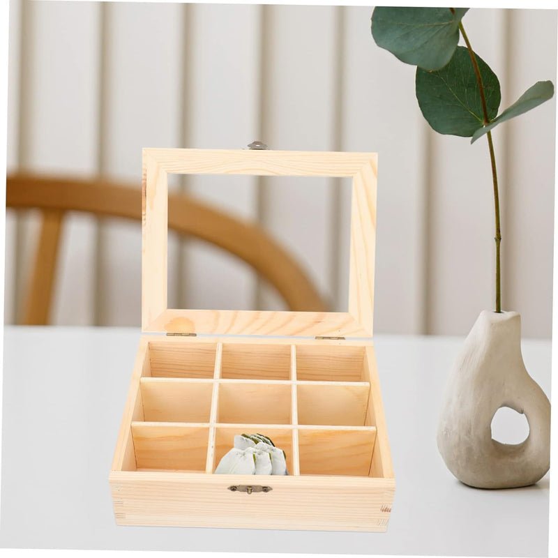 YARNOW Wooden Display Stand Wooden Stand Wood Display Stand Tea Chest Organizer Section Tea Bag Box Bamboo Tea Box Organizer Coffee Sugar Box Tea Organizer for Tea Bags Tea Storage Drawer