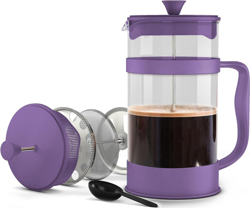 Utopia Kitchen French Press Coffee Maker, Espresso Tea and Coffee Maker with Triple Filters 34 Ounce, Stainless Steel Plunger and Heat Resistant Borosilicate Glass - Black