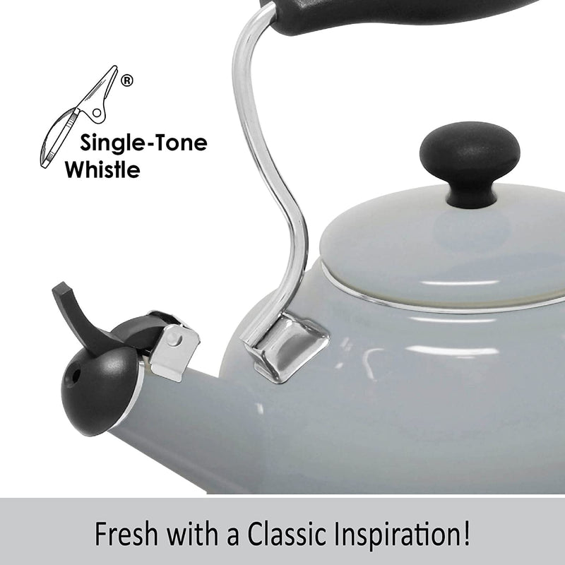 Chantal Tea Kettle, Vintage Series, Enamel on Steel, Whistling (Fade Grey)