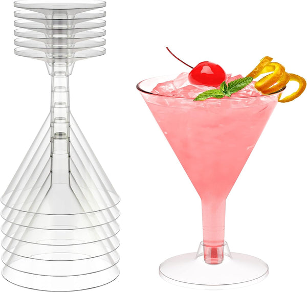 Plastic Martini Glasses - 30 Pack 5 Oz. - Crystal Clear Disposable Martini Glasses With Stem - Cocktail Glasses - Ideal For Weddings, Birthdays, And Parties - Perfect For Appetizers And Desserts