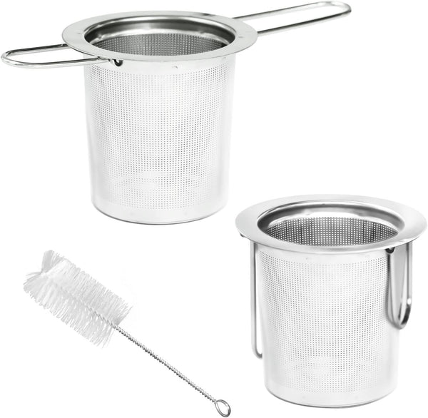 2 Pack Tea Infuser, Stainless Steel Extra Fine Mesh Tea Strainer for Loose Leaf with Foldin Handle Sitting in Mugs, Tea Filters, Tea Strainers, Tea Basket, Infusers Tea Diffuser for Loose Tea Steeper