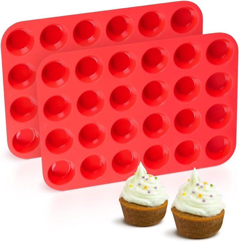 CAKETIME Silicone Muffin Pan Mini 24 Cups Cupcake Pan, Nonstick BPA Free Silicone Baking Pan 1 Pack