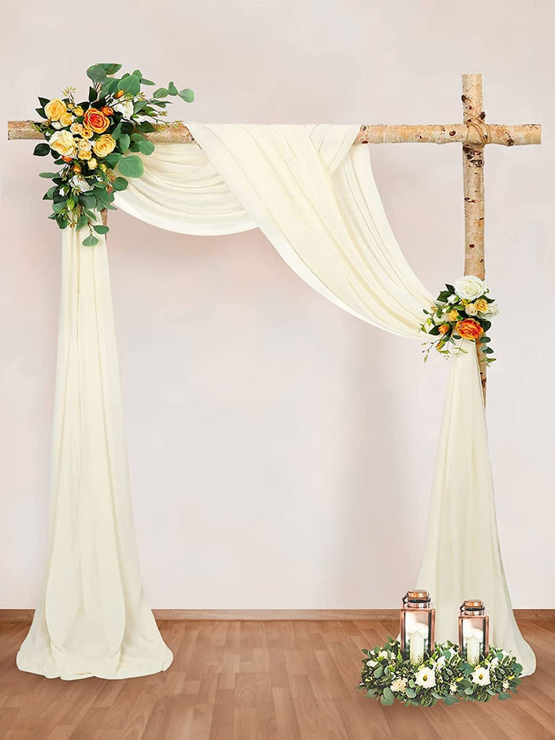 Wedding Arch Drapes - 2 Panels 6 Yards - Chiffon Fabric for Decorations - IvoryIvory