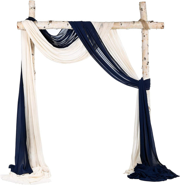 Wedding Arch Drapes - Navy Blue Ivory Chiffon - 216 inches