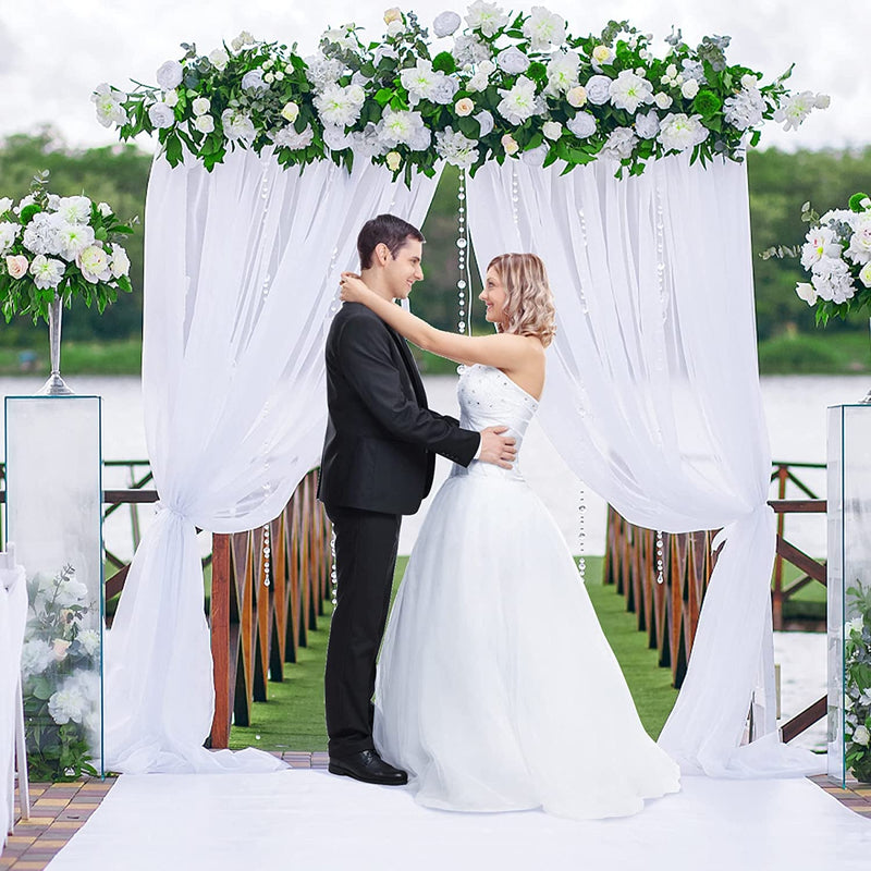 White Chiffon Sheer Backdrop Curtain - 10ft x 7ft - Wrinkle-Free for Weddings Parties and Events