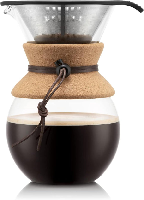 BODUM Pour Over Coffee Maker with Permanent Filter, New Cork, 34 OZ