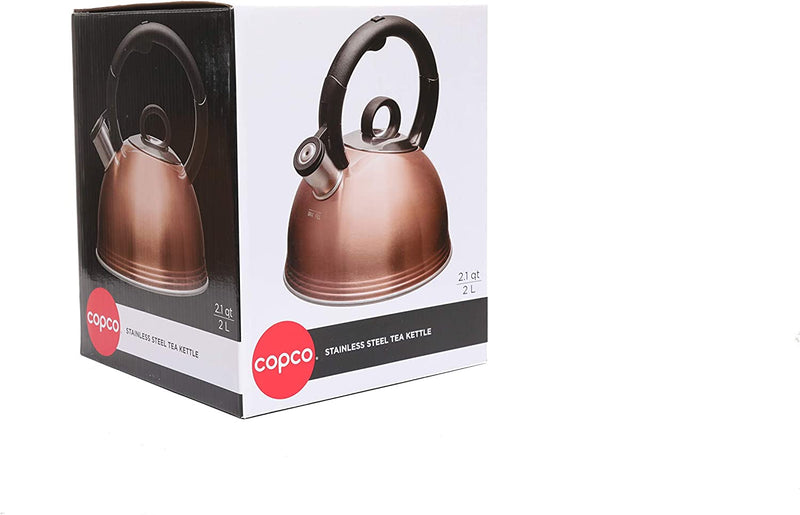 Copco Stainless Steel 2.1 Quart Whistling Tea Kettle, Glossy Copper Finish