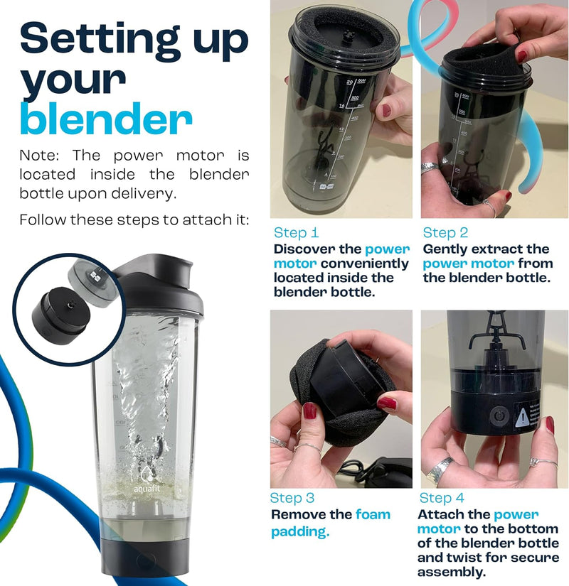 Electric Protein Shaker Bottle - USB Rechargeable Blender Bottles 24oz Shaker Bottles for Protein Mixes Blender Bottle - Protein Mixer Protein Shaker - Shaker - Gadgets for Men - Gym Accessories Black