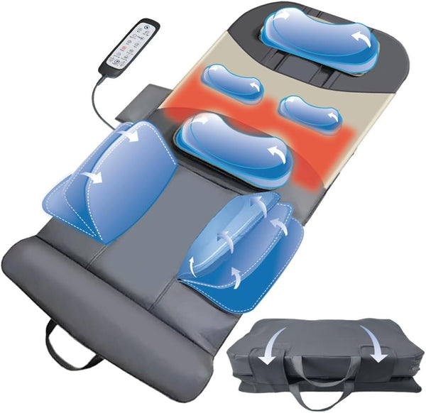 PHONECARE 2024 New Full Body Stretching Massage Mat with Airbags. 3D Lumbar Traction - Neck, Back, Waist, Hip Relaxation & Pain Relief. Back Heating Massager Pad, Foldable & Portable.