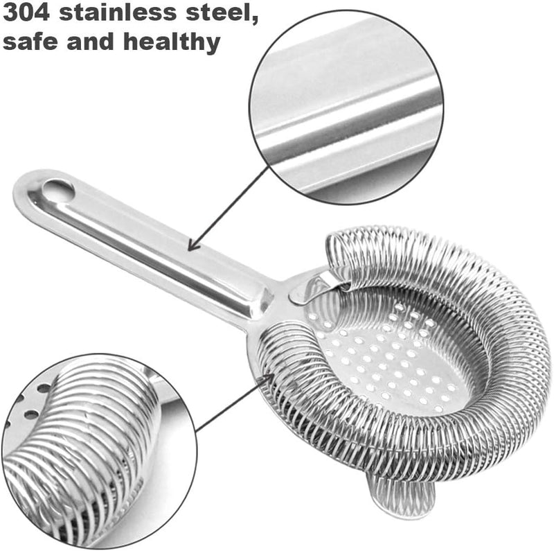 Hawthorne Cocktail Strainer - Stainless Steel Bar Strainer for Bartending, Bar Tool Drink Strainer for Bartenders and Mixologists