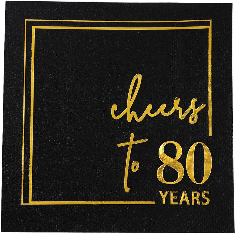 Cheers to 40 Years Cocktail Napkins - 50PK - 3-Ply 40th Birthday Napkins 5x5 Inches Disposable Party Napkins Paper Beverage Napkins for 40th Birthday Decorations Wedding Anniversary Black and Gold