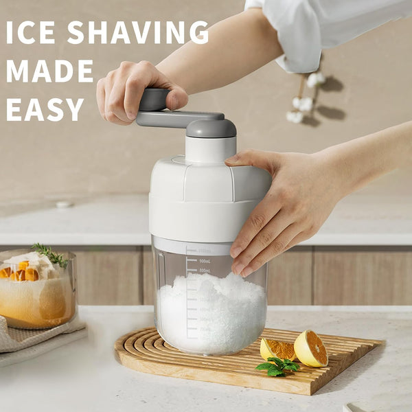 Yanpoake Manual Ice Shaver Snow Cone Machine Portable Shaved Crushed Ice Maker Crusher with 2 Free Ice Cube Tray & Ice Shovel for Home Outdoors Use