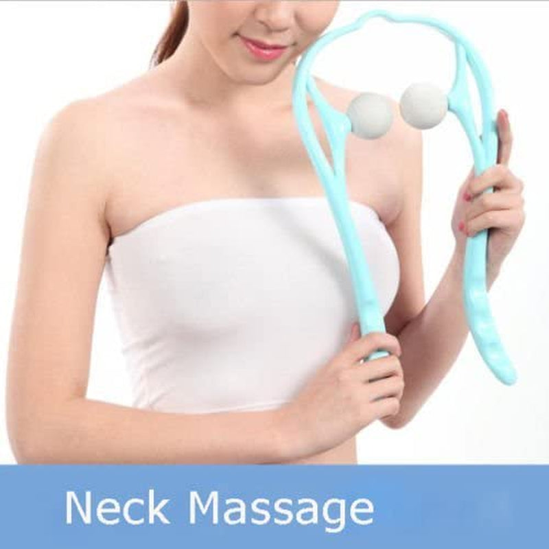 M1212 Shiatsu Neck Massager for Neck and Shoulder with Deep Tissue Trigger Point Manual Self Muscle Massage for Muscle Pain Relief (Simulates Massage Therapist Hands) (1 Pack Blue)