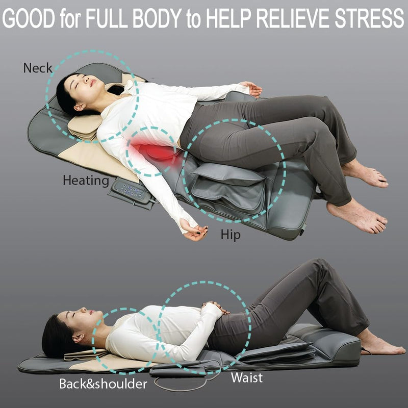 PHONECARE 2024 New Full Body Stretching Massage Mat with Airbags. 3D Lumbar Traction - Neck, Back, Waist, Hip Relaxation & Pain Relief. Back Heating Massager Pad, Foldable & Portable.