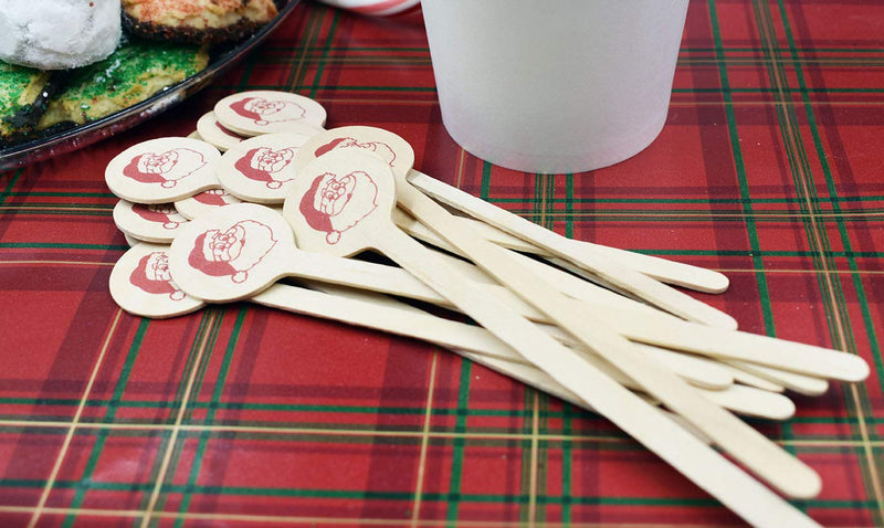 Perfect Stix - Cocktail 6 R- Santa Claus-50 6" Wooden Cocktail/Drink Stirrers with Santa Claus Pack of 50ct